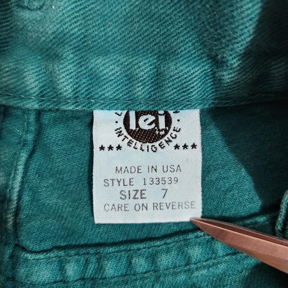 Vintage LEI Teal High Waisted Denim‎ Cuffed Shorts Womens Size 7 Retro 90s Mom